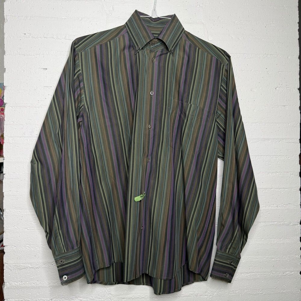 ERMENEGILDO ZEGNA Striped Cotton One Pocket L/S M E Corp Grunge Italian Luxury